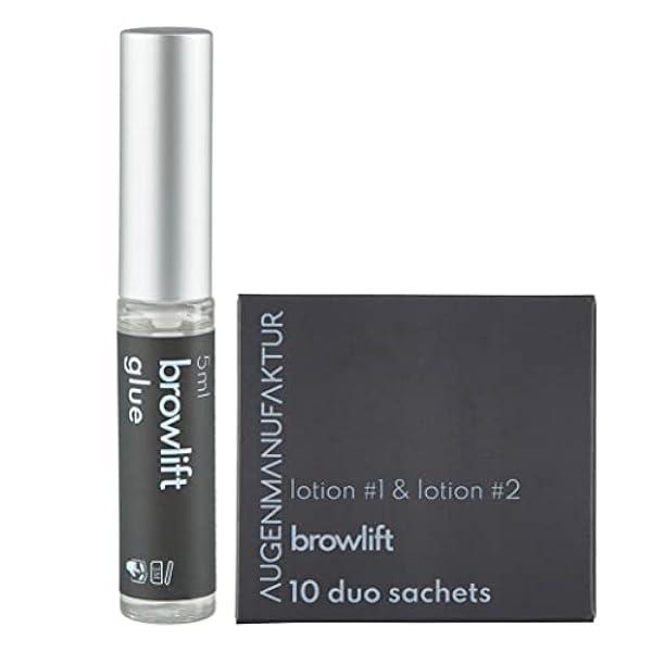 Augenmanufaktur Browlift - Pegamento de elevación de cejas y lociones moldeando cejas y voluminoso efecto de cejas 3D duradero - 20 aplicaciones (kit de base de bolsas)